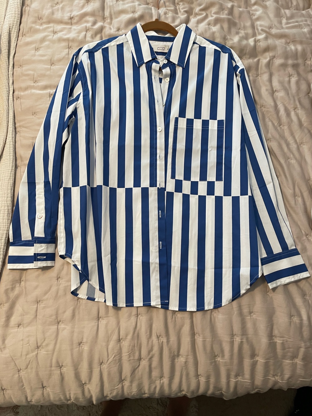 AYR Deep End blue marais regatta striped blouse